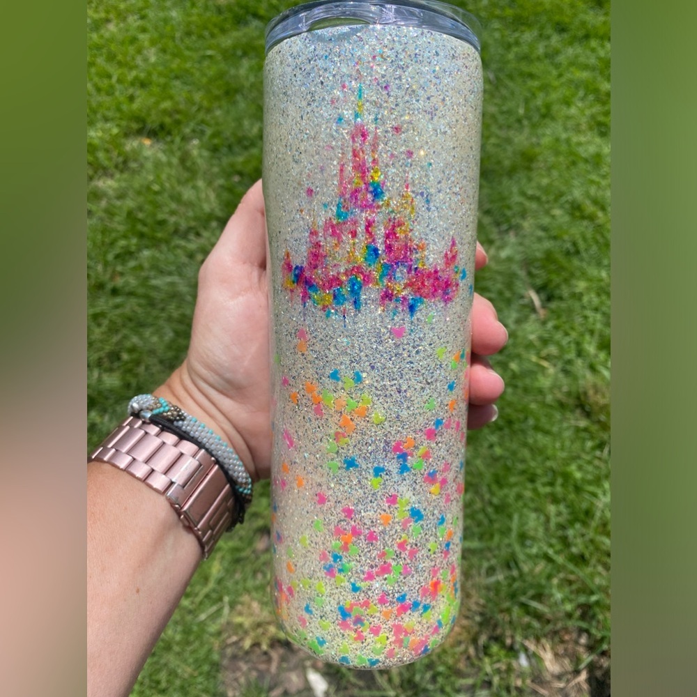 Custom glitter Castle tumbler. 20 ounce.